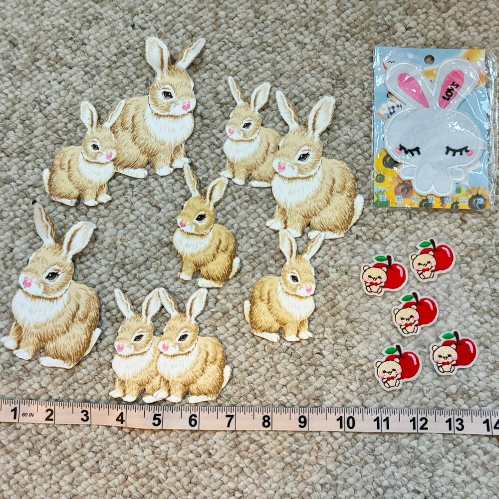 Bunny Bear Apple Strawberries Iron on Patches